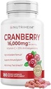 Cranberry Extract Pills Supplement 25% Proanthocyanidine mit Vitamin C - Urinary Tract, Haut, Immununterstützung - 180 Veggie Kapseln - Non-GMO, Gluten-Free, Vegan Friendly
