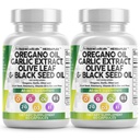 Saubere Nutraceuticals Oregano Öl Knoblauch Extrakt Olivenöl Blatt Schwarz Samenöl - Immununterstützung & Verdauungsergänzung für Frauen und Männer mit Vitamin D3 & Zink - 2Pack