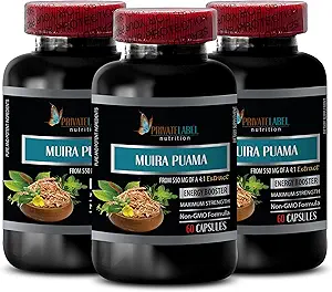 Energie-Ergänzungen für Männer - MUIRA PUAMA EXTRACT 2200Mg - MALE ENHANCEMENT - Energie-Boost - muira puama für Männer - muira puama für Frauen - muira puama herb - muira puama root Extrakt - 3 Bot 180 Caps