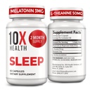 10X Gesundheits-Schlaf-Ergänzungen für Erwachsene - 60 Kapseln - Melatonin 3mg, L Theanin, Magnesium-Ergänzung, Magnesiumoxid für tiefe, bessere Erholung & Entspannung - 3-in-1 natürliche Schlaf-Unterstützung