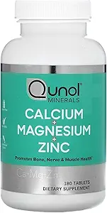 Qunol Calcium 3 in 1 Tabletten mit Calcium, Magnesium & Zink für Immununterstützung, Knochen, Nerve und Muskelgesundheitsergänzung, 180 Zähler
