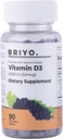 Briyo Vitamine d3 Comprimé à croquer - 2000 UI (50 mcg par portion) - Delicious Natural Grape Flavor, 90 Compte