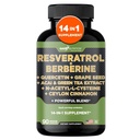 Gade Nutrition Resveratrol Berberine Quercetin Grape Seed Extract Grüner Tee Extrakt N-Acetyl Cystein - 14 in 1 Complex Supplement für Damen und Herren mit Potent Antioxidantien - Made in USA