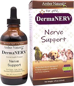 Amber NaturalZ DermaNERV Kräuterergänzung für Hunde, Katzen, Vögel, Kaninchen, und Guinea-Pigs | Unterstützt zentrale Nervensystem Gesundheit & Balanced Behavior | Natürliche Hilfe für gesunde Nervenfunktionen