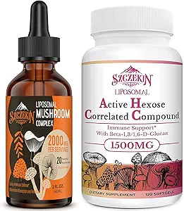 1500 MG Liposomal aktiv Hexose korrelierte Ergänzung 120 SoftGels Bundle mit 2000 MG Liposomal Pilz Complex Tropfen 30 Servierungen