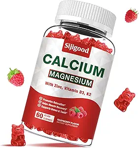 Calcium-Magnesium Zink-Gummien – Kalzium mit Vitamin D3 & K2, Calcium-Zitrat-Gummien für Knochen, Muskel, Kalm & Zzz-Unterstützung –Hohe Absorptions-Magnesium, Raspberry Flavored, 60 Count