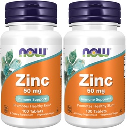 JETZT Nahrungsergänzungsmittel, Zink (Zinc Gluconate) 50 mg, Unterstützt Enzymfunktionen*, Immununterstützung*, 100 Tabletten (Pack von 2)