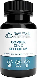 Neue Weltgesundheitsmarken Kupfer Zink Selen (5mg, 40mg, 200mcg) 3 in 1 Blend | 60 Tabletten | Antioxidantienschutz, Immununterstützung, einfach zu schwalben