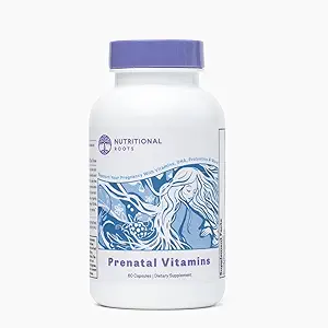 Ernährungswurzeln Pränatale Vitamine mit DHA - Ganze Lebensmittel Vitamine mit Folat, Probiotika und Regenerativen organischen Zutaten, Ohne Eisen, ohne Iodin, Bump It Up, 30 Portionen