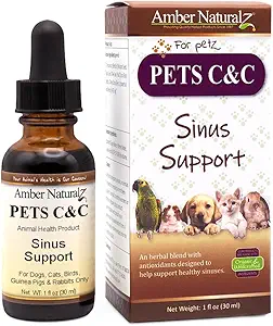 Amber NaturalZ Pet C&C Kräuter-Ergänzung für Hunde, Katzen, Vögel, Guinea-Pigs, und Kaninchen | Pet Kräuter-Ergänzung für gesunden Sinus | 1 Flüssige Ounce Glasflasche |Hersteller in den USA