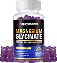Magnesium Glycinate Gummies 1000mg - Zuckerfreie Magnesium Kalium-Ergänzung mit Vitamin D, B6, CoQ10 für ruhige Stimmung & Schlaf-Unterstützung - 60 Blueberry Gummies