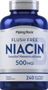 Piping Rock Niacin 500mg | Flush Free | 240 Kapseln | Vitamin B3 Supplement | Non-GMO, Glutenfrei