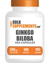 BulkSupplements.comginkgo Biloba Extrakt Kapseln - Ginkgo Biloba aus Blättern, Kräuterergänzung - Vegan, 1 Kapsel pro Servieren, 180 Zähler (Pack von 1)
