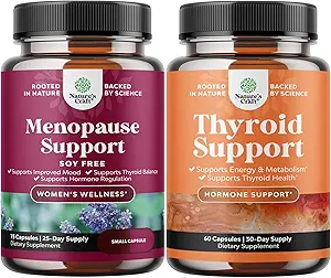 Bundle of Soy Kostenlose Menopause Ergänzung für Frauen für Nacht Sweats Heiße Flashes Mood Unterstützung und Hormon Balance und Kräuter Schilddrüse Unterstützung Complex - Mood Enhancer Energie Ergänzung für Schilddrüse Gesundheit