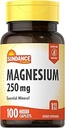 Sundance Magnesium Supplement | 250mg | 100 Caplets | Essential Mineral Formula | Vegetarisch, Non-GMO, & Glutenfrei
