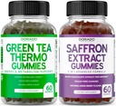Green Tea Fat Burner (60 Count) Weight Loss Fat Burner Appetite Suppressant für Erwachsene und Saffron Ergänzungen (60 Gummi) Premium Sugar Free Gummy - 5 in 1 Erweiterte Formel - Vegan Safe & USA Made