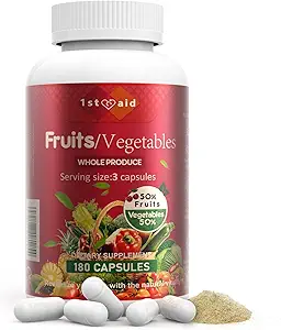 1st Aid Obst-Flügel Ergänzung-Kapseln Home-Essential Ernährung-Ergänzungen - 180Count Ganze Lebensmittel Obst Gemüse gemischte Nahrungsergänzungsmittel für Erwachsene