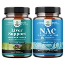 Bundle von Liver Cleanse Detox & Repair Formel und NAC Ergänzung N-Acetyl Cystein 600mg - Kräuter Liver Support Supplement mit Milchdistel - Hohe Absorption NAC 600 mg Kapseln Glutathione