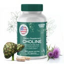 Choline Bitartrate 500MG - Premium Choline Supplements - Liver Support Supplement & Gallbladder Supplements - Colina Suplemento 500 mg Orgánica - Gehirn Vitamin für Gedächtnis und Fokus - 60 Choline Caps