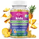 Kinder Magnesium-Gummien, Magnesium-Glycinat-Gummien für Kinder & Erwachsene mit L-Theanin, Kamille, Licorice, Vitamin D, B6 für Schlaf, Entspannung, Gehirn & Muskel, Zuckerfreie Ananas 60ct