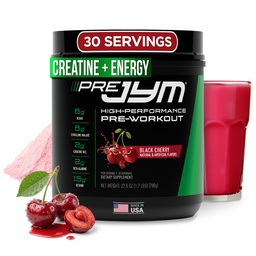 JYM Supplement Science Pre JYM Black Cherry Pre Workout Pulver für Männer und Frauen, BCAAs, Nootropika, Kreatin HCI, Citrullin, Beta-Alanin, Betain, Taurin, Huperzin, 30 Portionen
