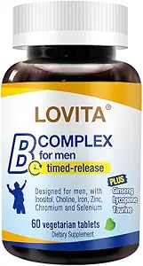Lovita Timed-Release B Complex für Männer | 8-Hour Energy & Nährstoff Metabolismus Unterstützung mit 10 Vitamin Bs, vegetarische Tabletten (60 Count)