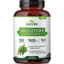 Zazze Extra Strength Wild Lettuce 10:1 Extrakt, 1500 mg Stärke, 120 Vegan Kapseln, Potent Lactuca Virosa Sorte, Konzentrat 10X Extrakt, 100% Vegetarisch, All-Natural, Non-GMO, Made in USA