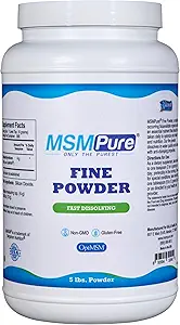 KALA HEALTH MSMPure Fast Dissolving Fine MSM Powder Crystals – US-Made MSM für Joint Health, Haut Aussehen und Haar- und Nagelunterstützung – 5 lb, Bio Schwefel