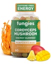 Fungies Cordyceps Pilzgummis, Mango & Ananas Flavor - Pilz Kräuterergänzung Gummy für Erwachsene unterstützt Ausdauer, Energie &amp; Leistung - Koffeinfreie Energie Gummi - 60 Servierungen
