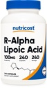 Nutricost R-Alpha Lipoic Acid 100mg, 240 Kapseln - Veggie Caps, Vegan, Non-GMO, Glutenfrei
