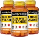 MASON NATURAL Mini Multi Vitamine, Vitamine A, C, D3, E, B1, B2, B3, B6, B12, Folat und Calcium für Gesamtgesundheit, 300 Tage Versorgung