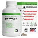 Restore 2 In 1 Colon Cleanse & Detox w/ Psyllium - Unterstützt Verdauung, Entlüften & Verstopfung Relief für Frauen & Männer, Gut Detox Cleanse w/ Magnesium | Elektrolyt Infused Colon Cleanser & Detox