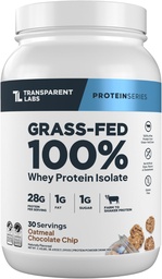 Transparente Labs Gras-Fed Whey Protein Isolate - Natürlich aromatisiert, Glutenfrei Whey Protein Pulver mit 28g Protein pro Servieren & 9 Aminosäuren - 30 Servierungen, Oatmeal Chocolate Chip Cookie