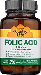 Country Life - Folsäure 800 mcg - 250 Tabletten