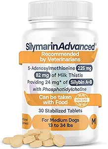 Lebergesundheitsergänzung für mittlere Hunde - Milchdistel für Hunde Leberunterstützung mit S-Adenosylmethionin (Same) & Silybin - 30 Tabletten