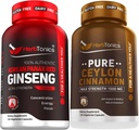 Korean Red Panax Ginseng 1500mg - High Potency Ginseng für Energie, Leistung und Immununterstützung für Männer und Frauen - Pure Ceylon Cinnamon Kapseln für Enhanced Well-Being - 1500mg pro Servieren