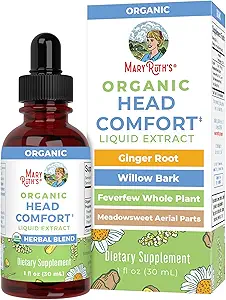 USDA Organic Head Comfort Liquid Extract Kräutermischung von MaryRuth's | Ginger Root | Willow Bark | Feverfew ganze Pflanze | Meadowsweet |Traditional Kräuter | Non-GMO | Vegan | Gluten Free | 1 Fl Oz