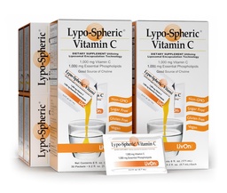 LivOn Laboratories Lypo–Spheric Vitamin C – 6 Kartons (180 Packungen) – 1.000 mg Vitamin C & 1.000 mg Essential Phospholipide pro Packung – Liposomen zur verbesserten Absorption – 100% Non-GMO