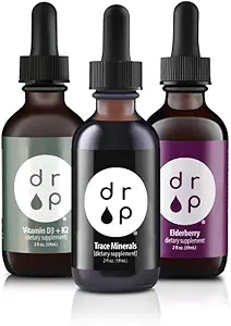 Tropfenergänzungsmittel Organische Trace Mineral Drops, Elderberry Drops und Vitamin D3+K2 Tropfen Bundle