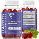 KSM-66 Ashwagandha Gummies w/Lemon Balm & Vitamin D (Max Strength 750mg pro Gummy) - Kräuter Vegan & Glutenfrei - Calm Mood Relaxation - Support Stress - Gummi für Erwachsene Kinder Frauen Männer (60 Count)