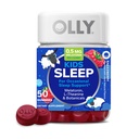 OLLY Kids Sleep Gummy, Occasional Sleep Support, * 0.5mg Melatonin, L-Theanin, Himbeer Flavored, 50 oder 25 Tage Versorgung - 50 Count