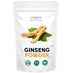 Ginseng Wurzelpulver 4oz - Kräuterergänzung Panax Ginseng, Aktive Ginsenoside, reich an Antioxidantien