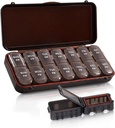 Pill Organizer 2 Mal pro Tag, Wöchentliche Reise Fall für Vitamine, Fischöle + 2 abnehmbare niedliche Boxen (braun)