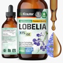 BIO KRAUTER Lobelia Tinktur für Lung Cleanse & Detox - Pure Vegan Lobelia Kräuter-Flüssigextrakt - 4 Fl.Oz 168 Tage der Versorgung - Atemunterstützungsergänzung - Alkohol & Zuckerfrei, Non-GMO