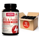 Jarrow Formeln Ultra Strength Methyl B-12 5000 mcg & Methyl Folate 800 mcg + P-5-P, Ergänzung für Zelluläre Energie Metabolismus und Herz-Kreislauf-Unterstützung, 60 Kautabletten, 60 Tage Versorgung, 12 Packungen