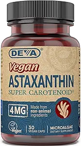 Deva Nutrition Vitamine Astaxanthin 4mg, Vegan, Hergestellt aus Haematococcus Pluvialis Microalgae, 30 Kapseln, 1-Pack