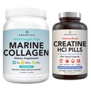 AMANDEAN Premium Creatine HCl & Marine Collagen Bundle. USA-Made CON-CRET. 7X Konzentrat. Wild-Caught Hydrolyzed Fish Collagen Protein. Anti-Aging. Support Recovery & Lean Muscle. Gesunde Haut