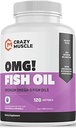Premium Omega-3 Fish Oil von Pure Anchovies, 120 Softgels - Potent 1000mg Omega-3, Burpless Formula - unterstützt Gehirn und Herzgesundheit - Non-GMO mit 250% Mehr EPA & DHA - 120 Portionen