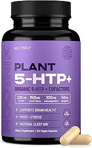 Nootrix Bio-Pflanze 5 HTP+ Ergänzung | Unterstützt Gedächtnis, Mental Fokus, Kognitive Gesundheit & Energie | Fördert gesunde Stimmung & Gehirn Funktion | Vitamin B6 & L Theanine | 120 Kapseln
