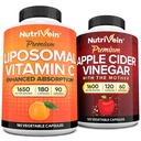 Nutrivein Premium Apfel Apfel Apfelessig Kapseln & Liposomale Vitamin C Supplement Bundle: High-Absorption Vitamin C Kapseln & Apfelessig Ergänzungen Bundle für Immunabwehr & Gut Gesundheit